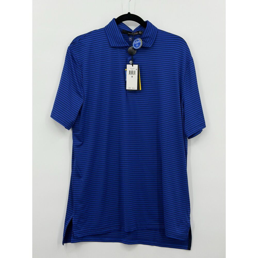 NWT Ralph Lauren RLX Blue Stripe Polo Moisture Wick Golf Active Med $98 Preppy